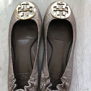 Tory Burch Reva flats, gold, leather size 6 no box
